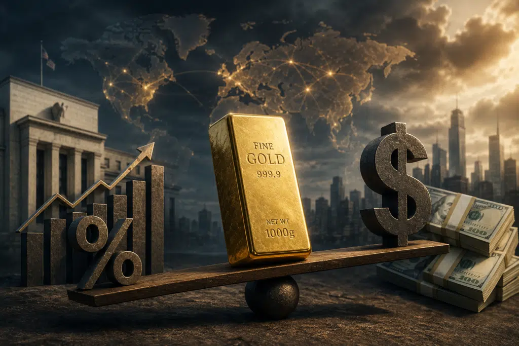 Lingot d’or freiné par la hausse des taux réels et du dollar, soutenu en arrière-plan par les réserves des banques centrales.