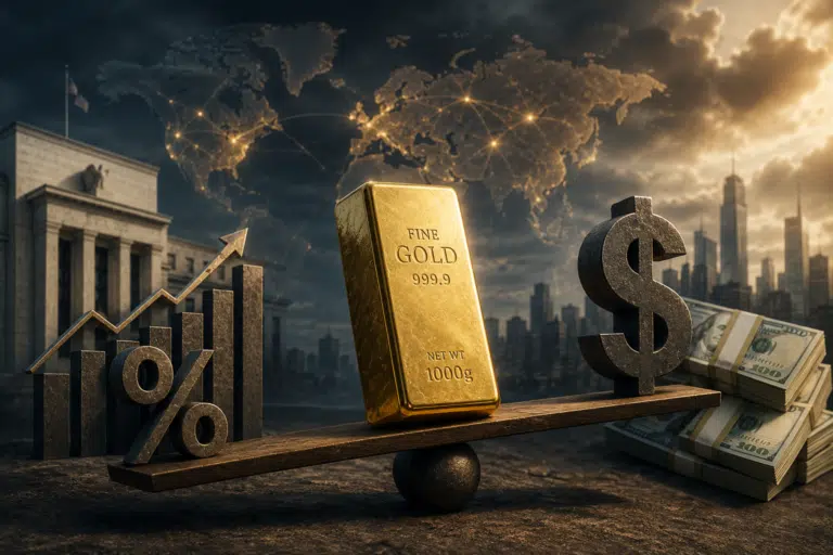 Lingot d’or freiné par la hausse des taux réels et du dollar, soutenu en arrière-plan par les réserves des banques centrales.