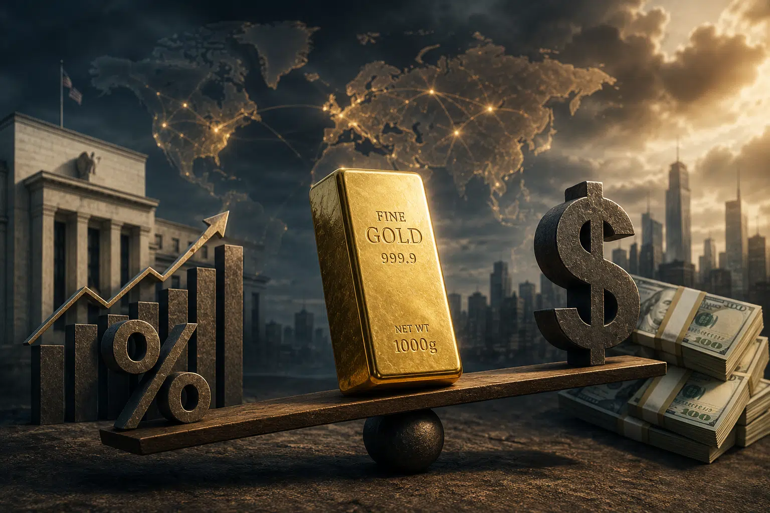 Lingot d’or freiné par la hausse des taux réels et du dollar, soutenu en arrière-plan par les réserves des banques centrales.